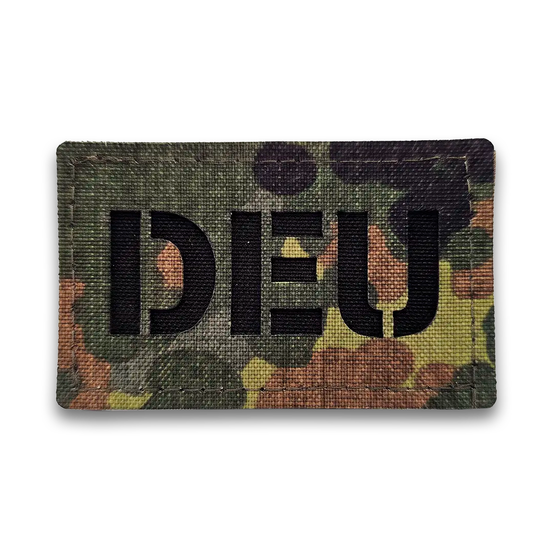 DEU Lasercut Patch in Flecktarn, 8x5 cm, Landeskennung mit Klett-Rückseite - Predator Customs