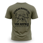 Gebirgsjäger Shirt Rückansicht mit Totenschädel, Bergmütze und Edelweiß