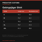 Größentabelle Gebirgsjäger Shirt (Maße in cm)
