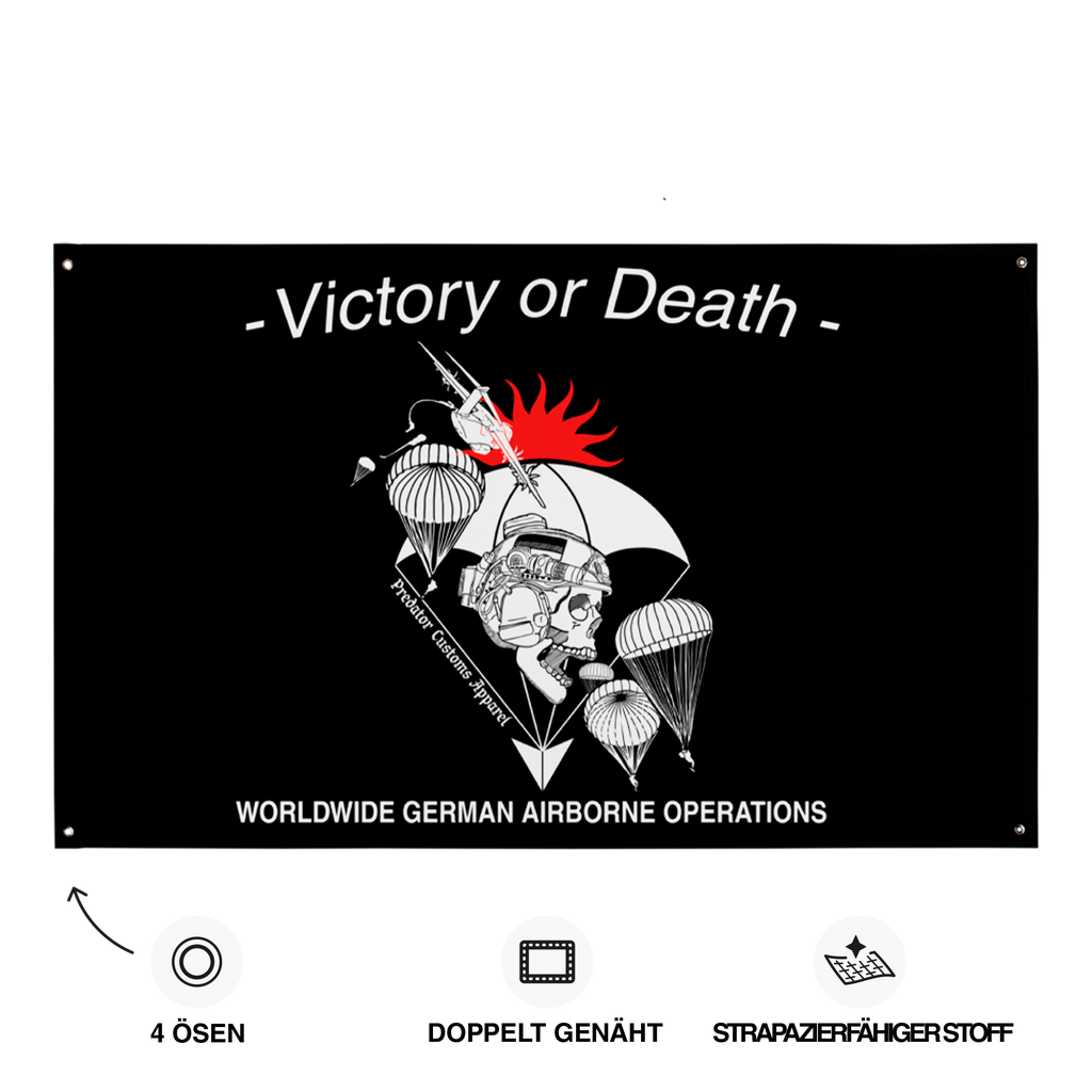 Fallschirmjäger Flagge Schwarz Detailansicht – Predator Customs
