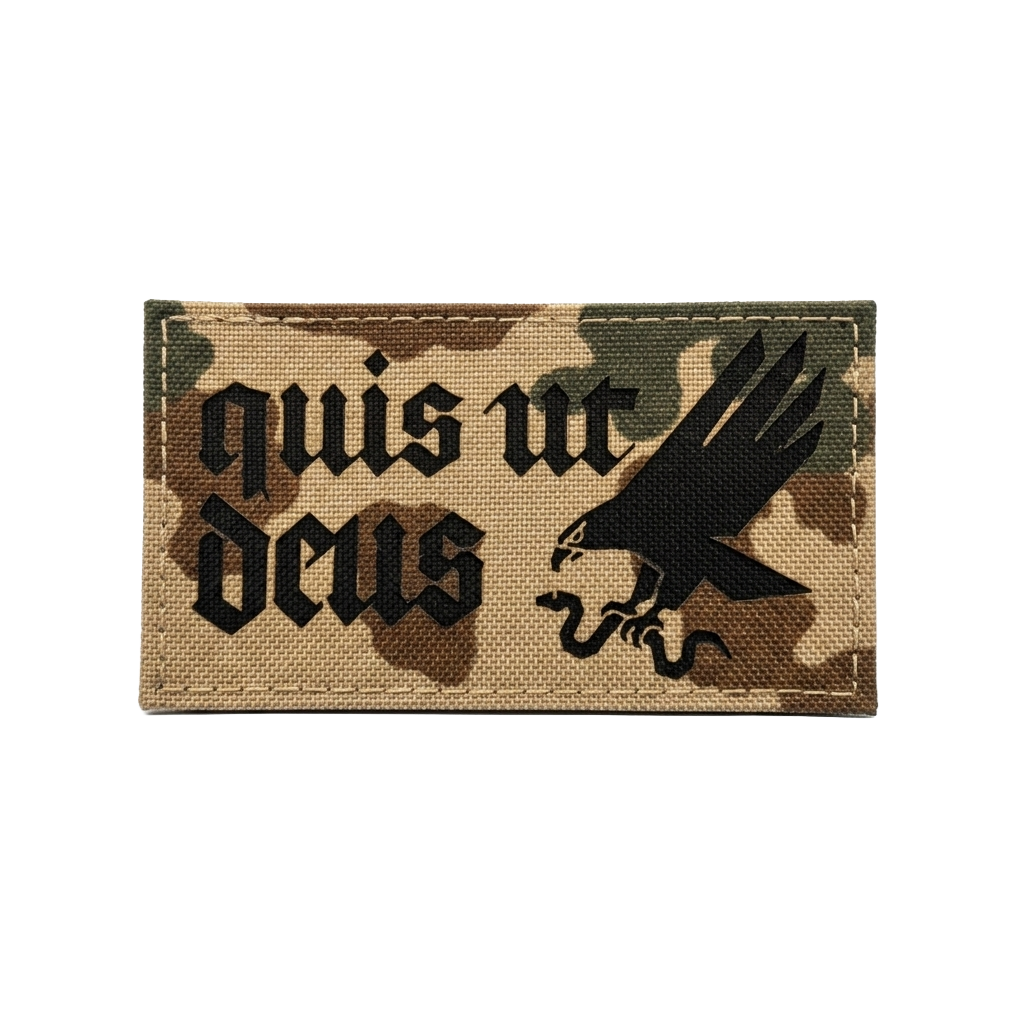 Quis ut Deus Premium Lasercut Patch Fallschirmjäger – Flecktarn mit Erzengel-Michael-Adler – Predator Customs