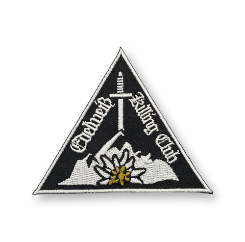 Gebirgsjäger Stick Patch – Edelweiss Killing Club, bestickter Aufnäher mit Klettrückseite, 85 × 65 mm