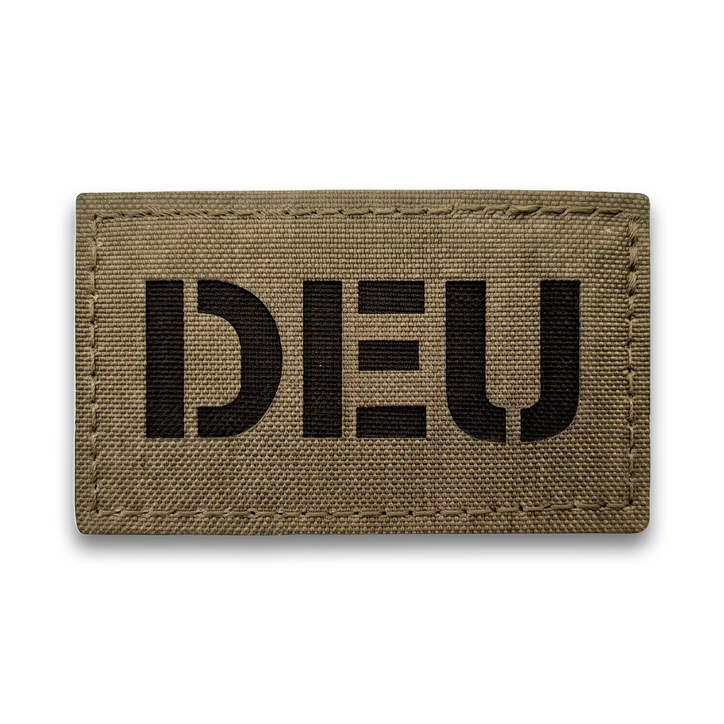 DEU Lasercut Patch in Steingrau-oliv, 8x5 cm, Landeskennung mit Klett-Rückseite - Predator Customs