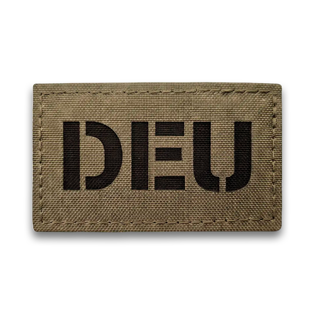 DEU Lasercut Patch in Steingrau-oliv, 8x5 cm, Landeskennung mit Klett-Rückseite - Predator Customs