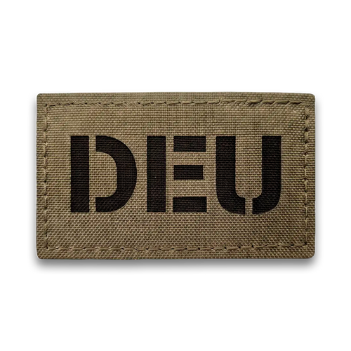 DEU Lasercut Patch in Steingrau-oliv, 8x5 cm, Landeskennung mit Klett-Rückseite - Predator Customs